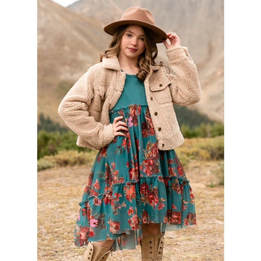 Joyfolie Mia Joy Girl's Lorelei Dress in Aegean Ikat Size 6